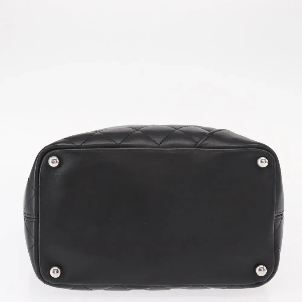Chanel Leather Cambon Line Matelasse Tote Bag Black